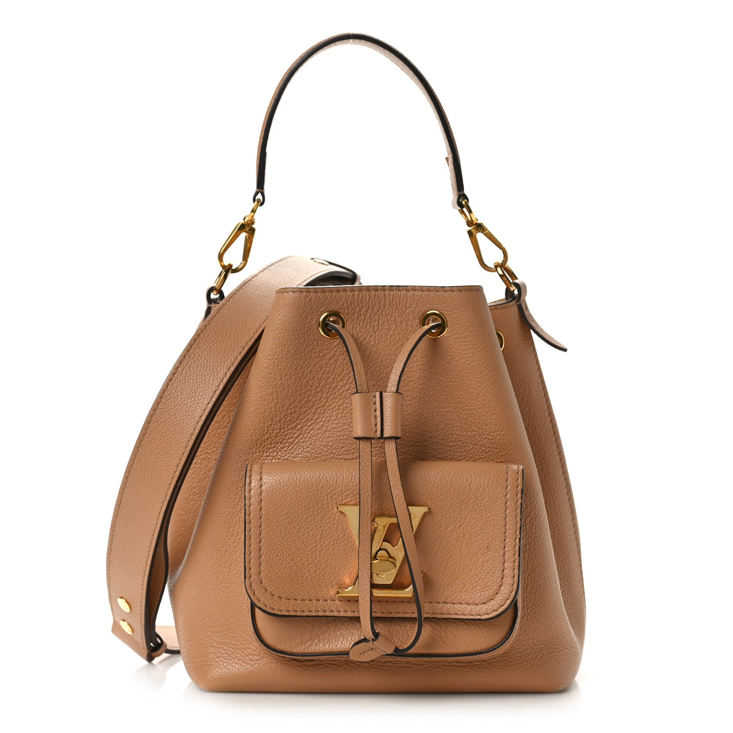 Louis Vuitton Calfskin Lockme Bucket MM Arizona Beige 1 of 11