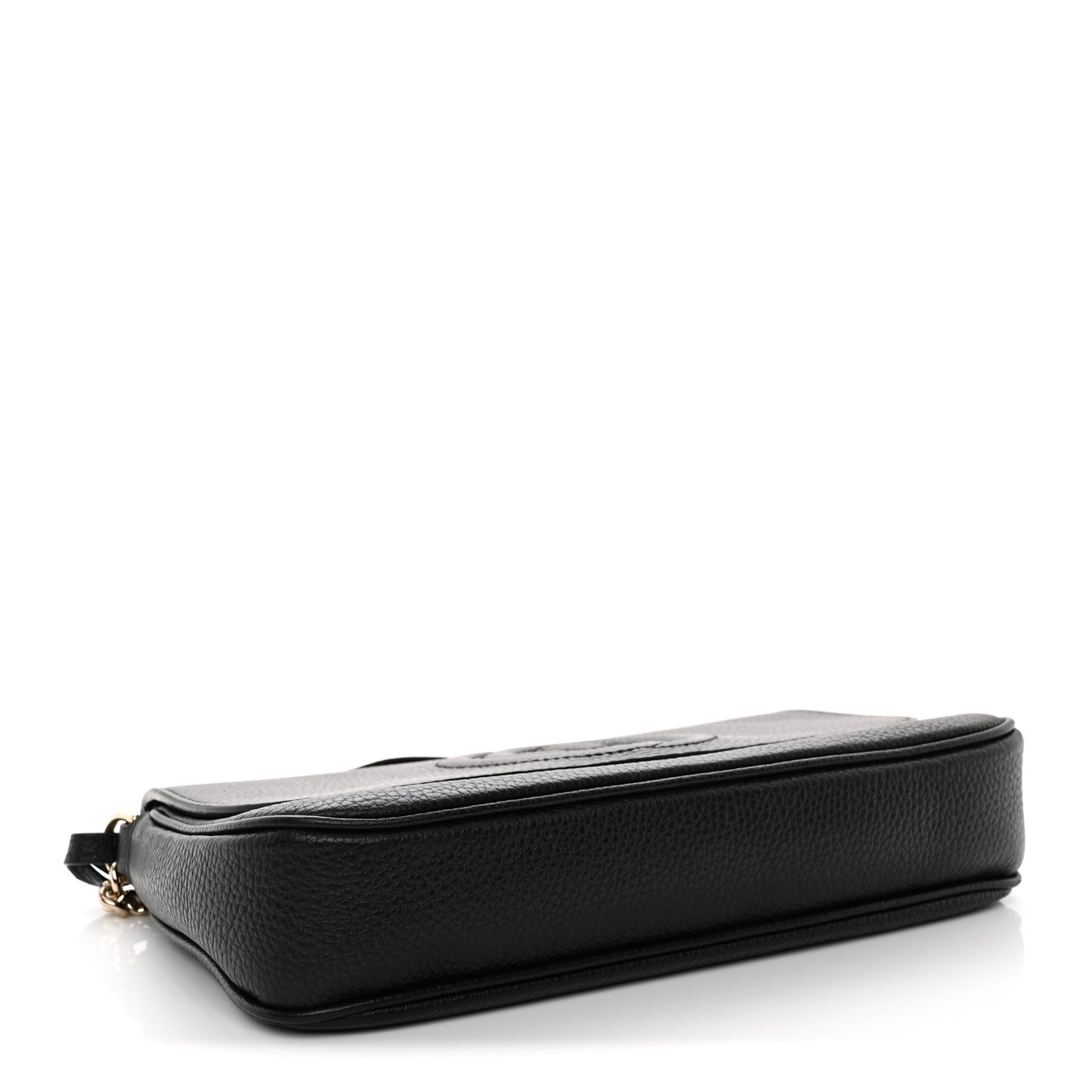 Pebbled Calfskin Medium Soho Flap Crossbody Black