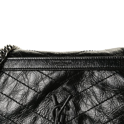 Saint Laurent Crinkled Calfskin Matelasse Monogram Medium Niki Chain Satchel Black 8 of 13