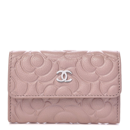 Chanel Goatskin Camellia Embossed Card Holder Wallet Light Pink 1 of 9