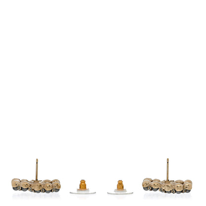 Chanel Pearl Crystal Nefertiti CC Earrings Gold Dark Grey 3 of 5
