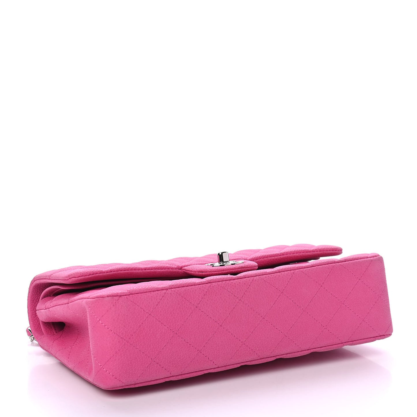 Iridescent Caviar Quilted Medium Double Flap Pink