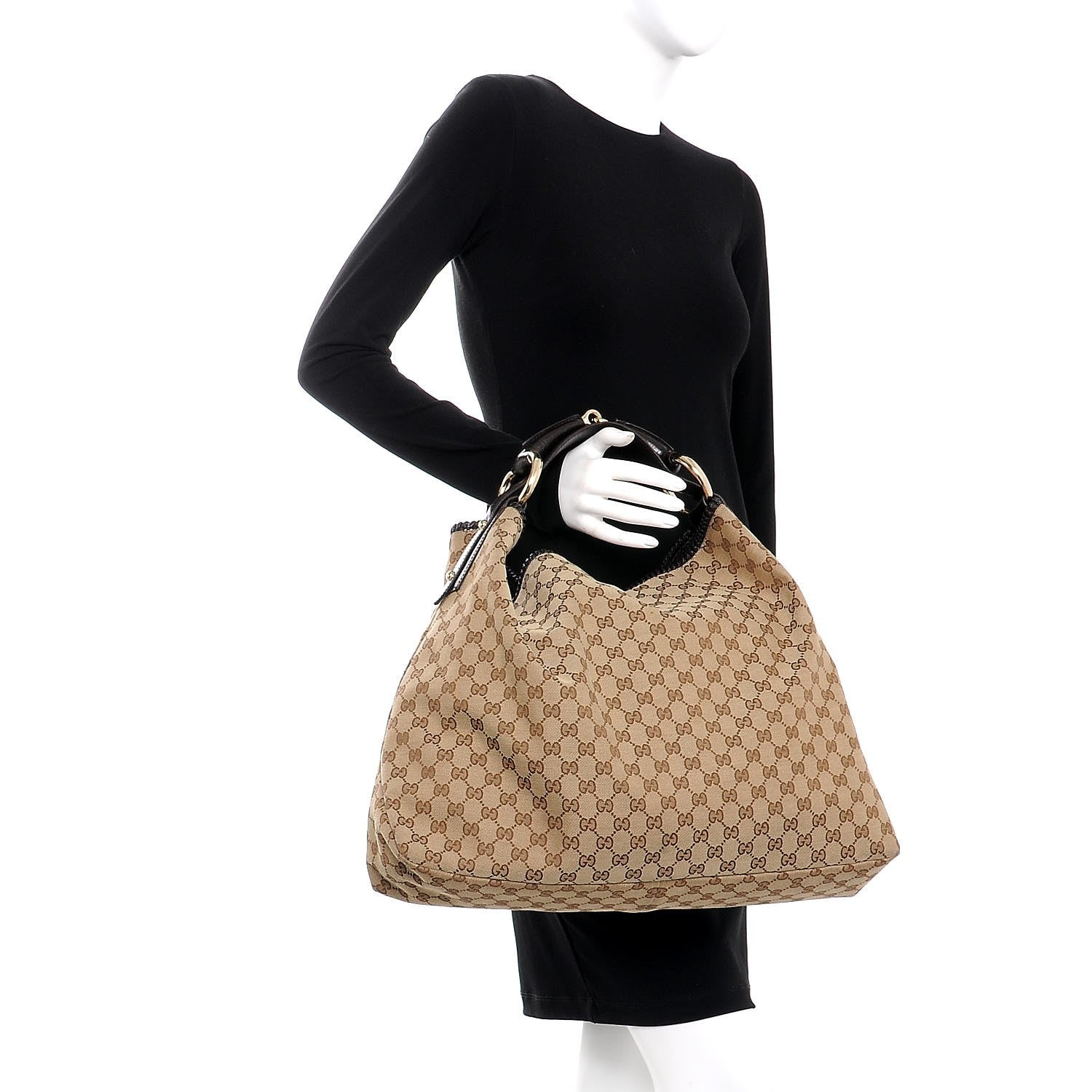 Gucci Monogram Large Horsebit Chain Hobo Dark Brown 2 of 10