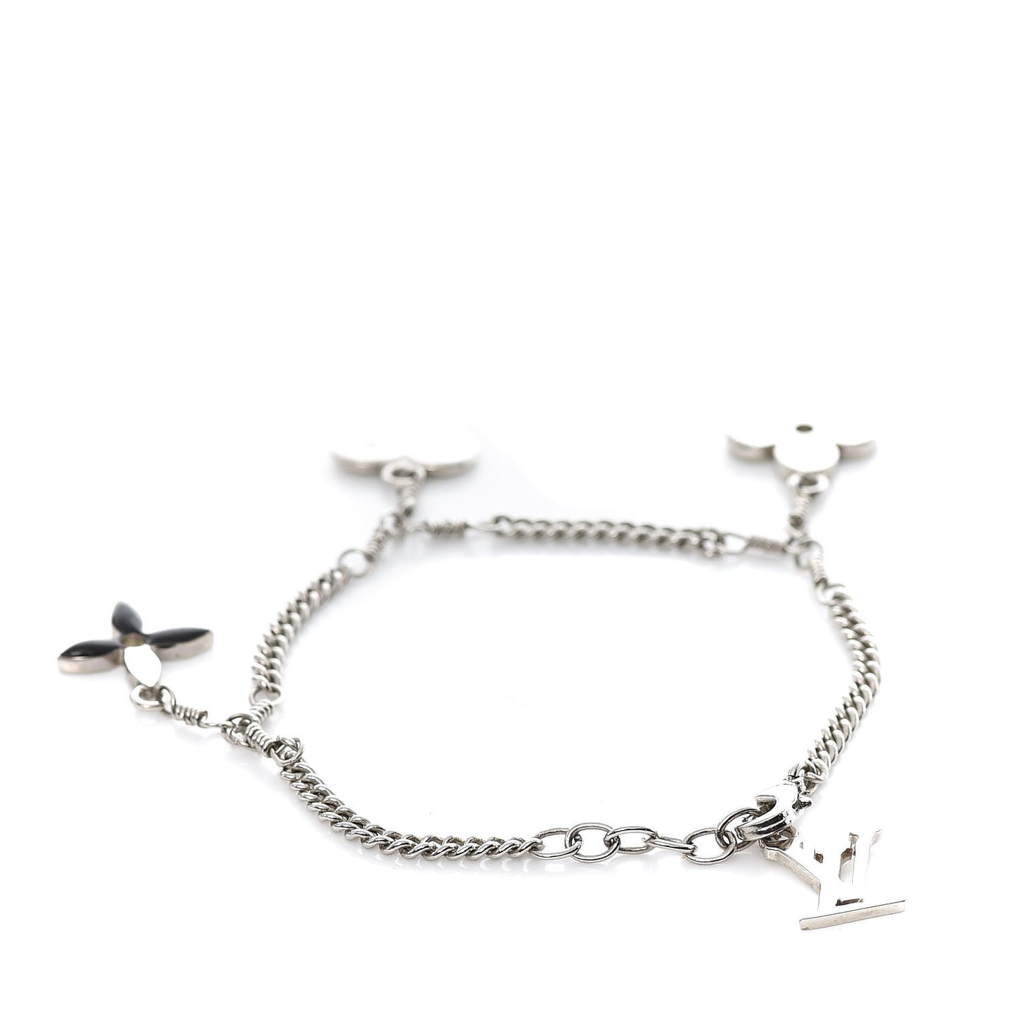 Sweet Monogram Charm Bracelet Silver Black