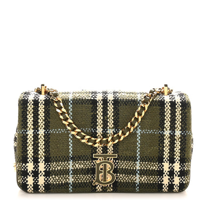 Burberry Calfskin Boucle Check Small Lola Chain Bag Olive Green 1 of 9