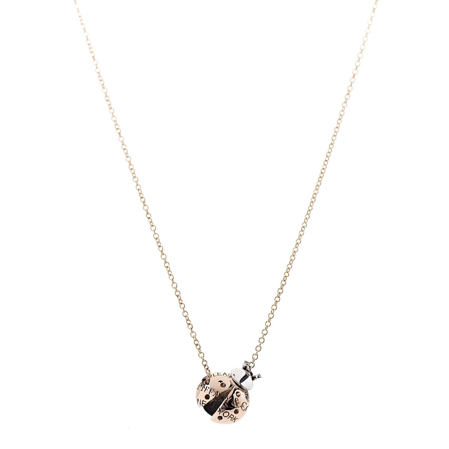 Tiffany 18K Rose Gold Sterling Silver Return to Love Bugs Ladybug Pendant Necklace 1 of 8