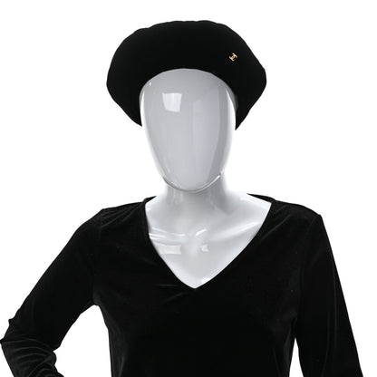 Chanel Velvet Beret Hat M Black 2 of 7
