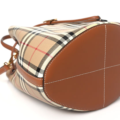 Burberry E-Canvas Vintage Check Small Drawstring Bucket Bag Briar Brown 8 of 9