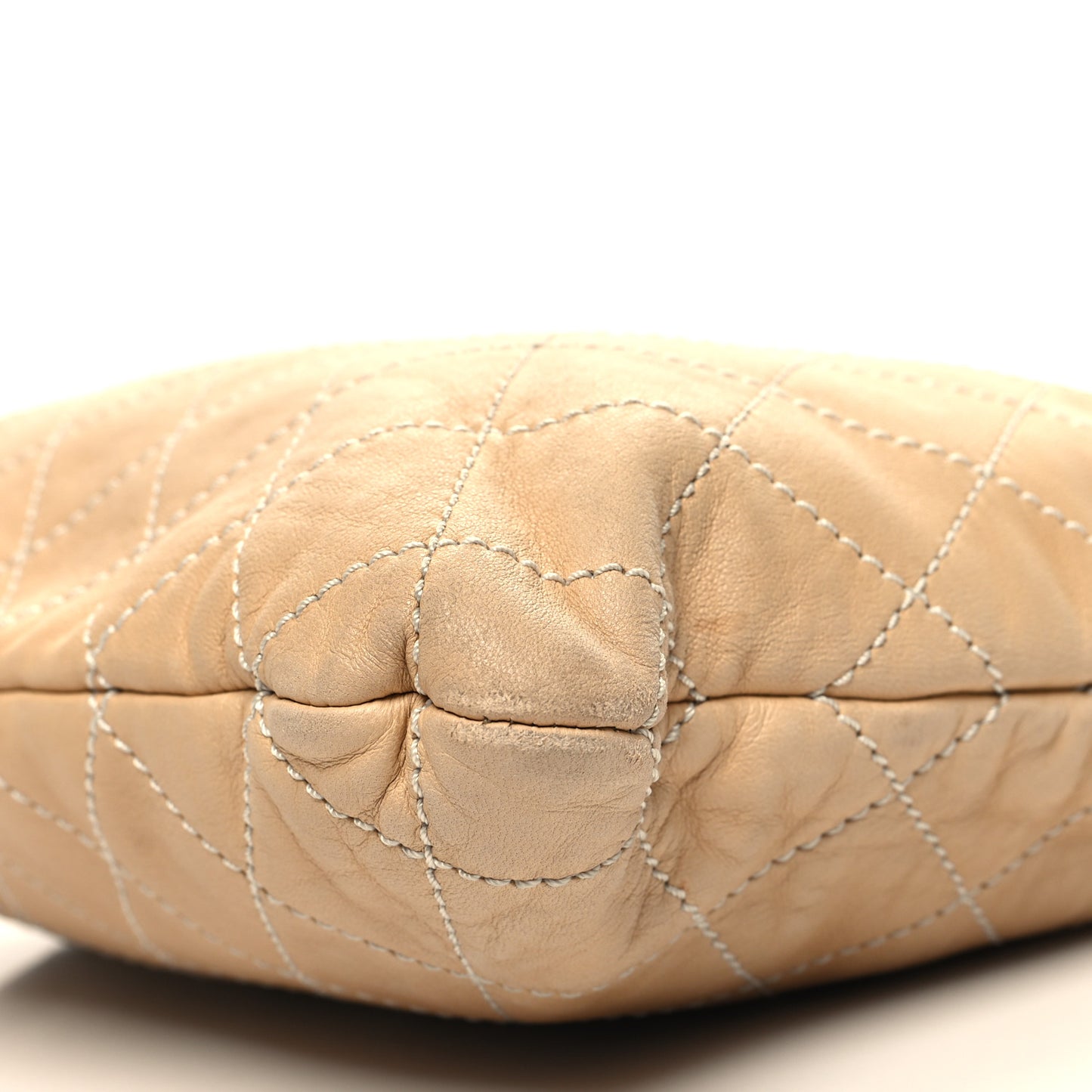 Lambskin Quilted Shopping Tote Beige