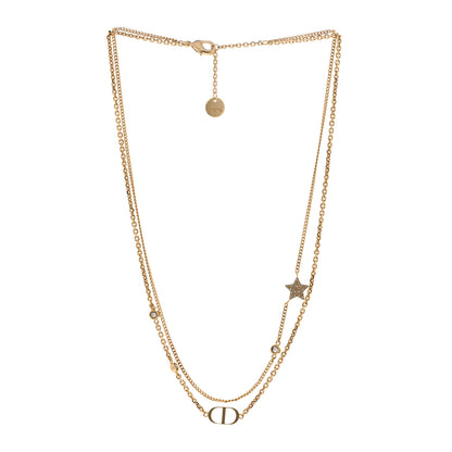 Christian Dior Metal Crystal Petit CD Double Necklace Gold 3 of 6