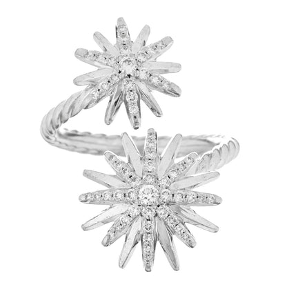 David Yurman Sterling Silver Diamond 28mm Open Starburst Ring 56 7.5 1 of 4