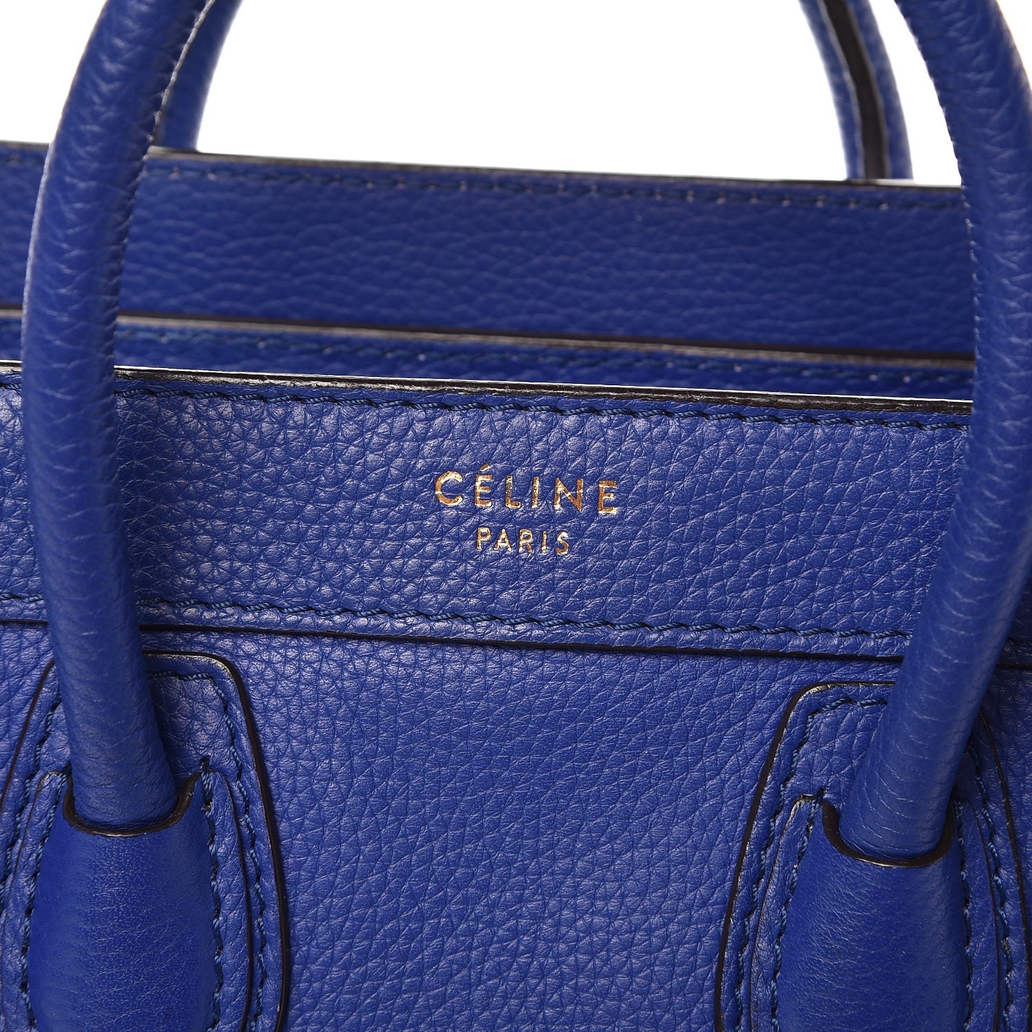 Celine Drummed Calfskin Nano Luggage Indigo 6 of 11