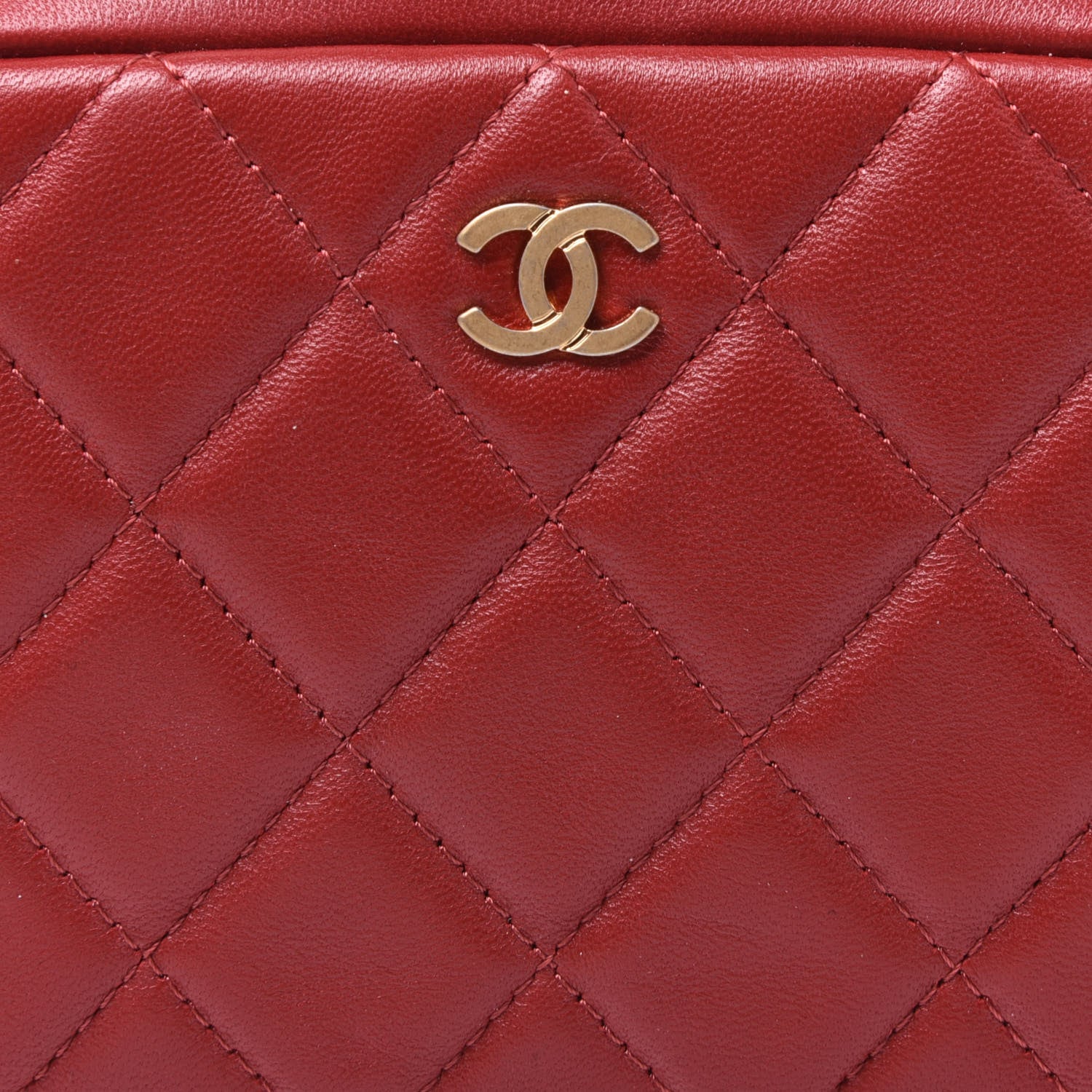 Chanel Lambskin Quilted Small Curvy Pouch Cosmetic Case Red 9 of 9