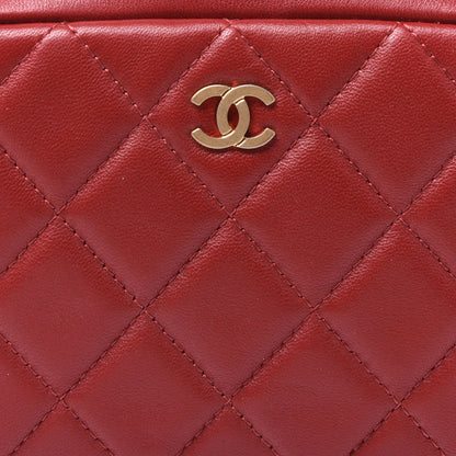 Chanel Lambskin Quilted Small Curvy Pouch Cosmetic Case Red 9 of 9