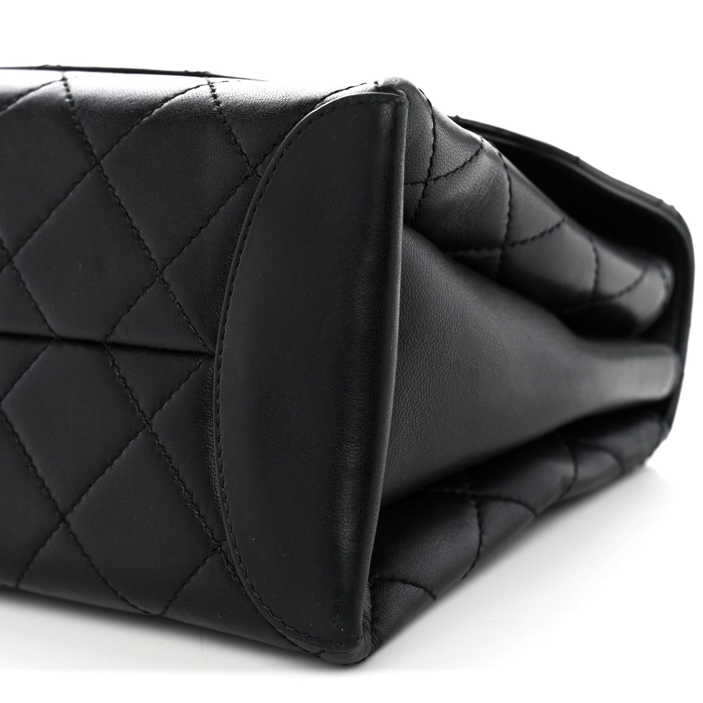 Lambskin Quilted Large Trendy Spirit Top Handle Bag Black