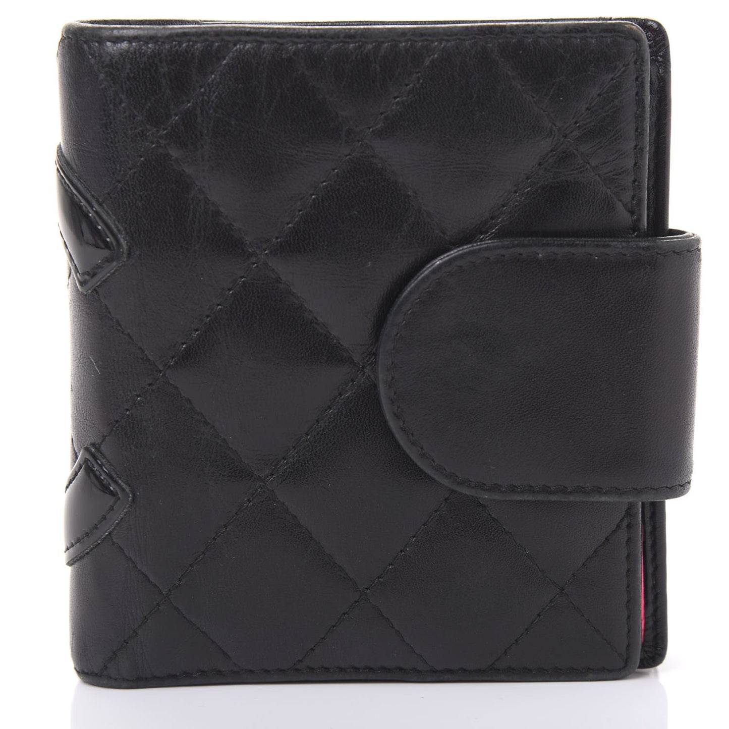 Calfskin Quilted Cambon Bi-Fold Wallet Black