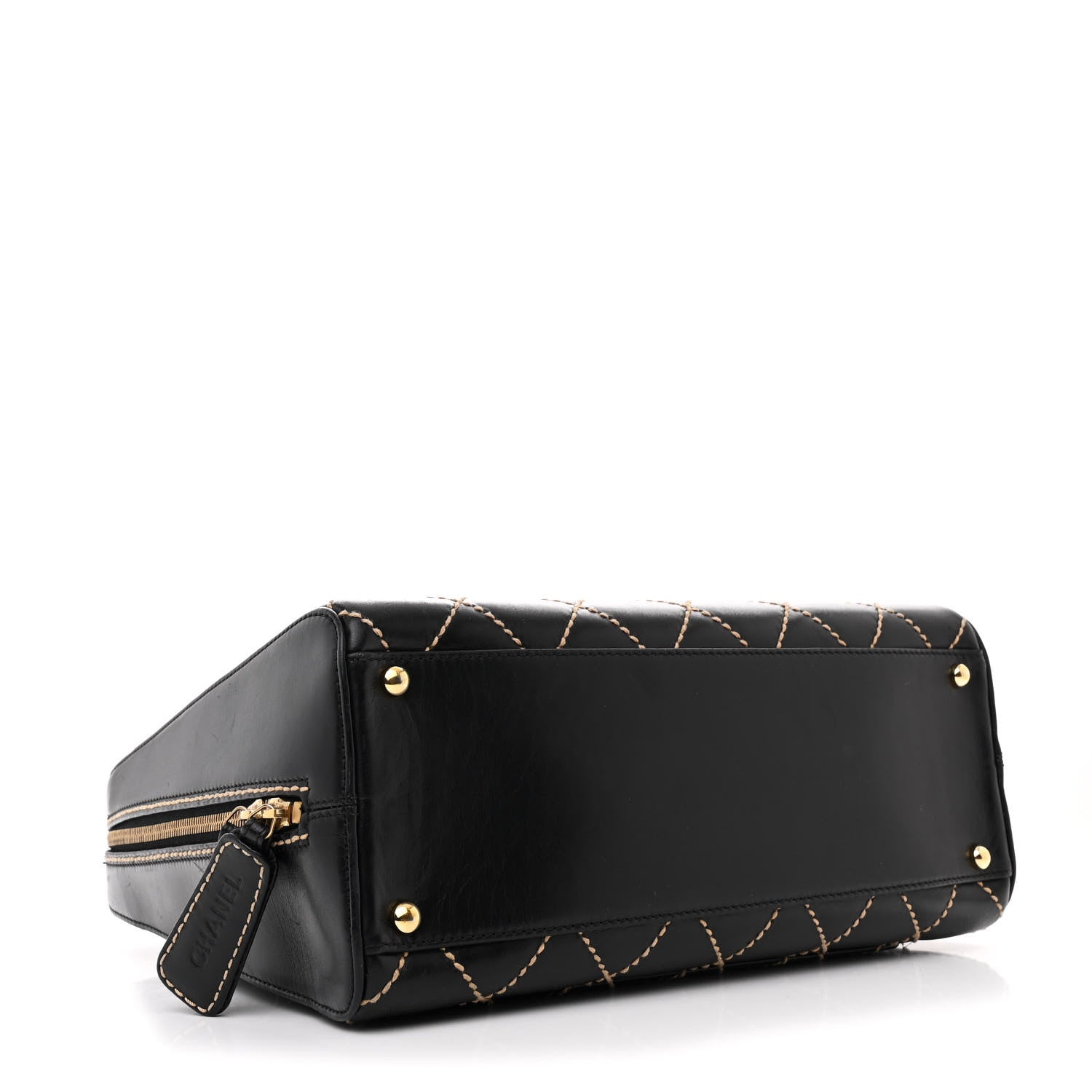 Chanel Calfskin Wild Stitch Vertical Top Handle Bag Black 4 of 15