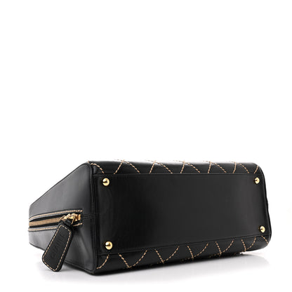 Chanel Calfskin Wild Stitch Vertical Top Handle Bag Black 4 of 15