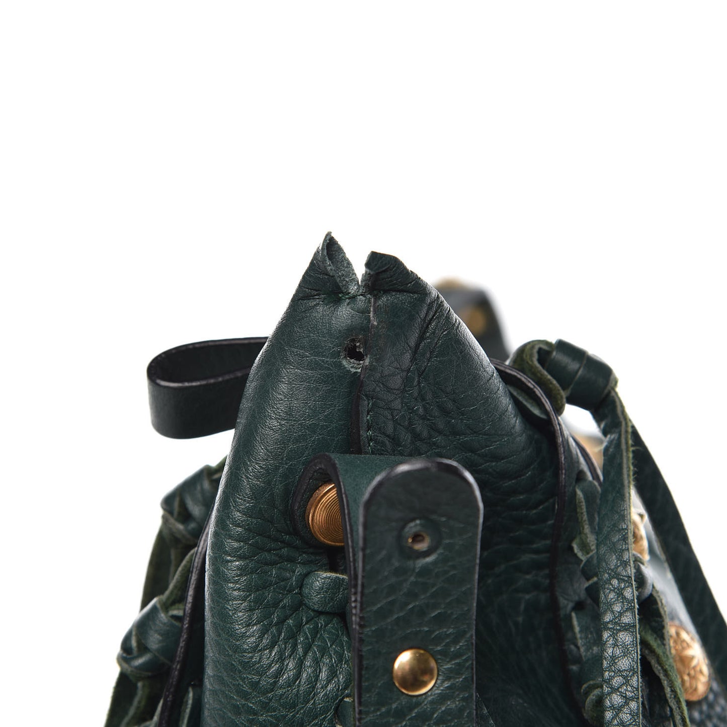 Grained Calfskin C-Rockee Fringe Hobo Light Emerald