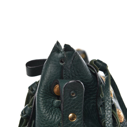 Valentino Garavani Grained Calfskin C-Rockee Fringe Hobo Light Emerald 11 of 12