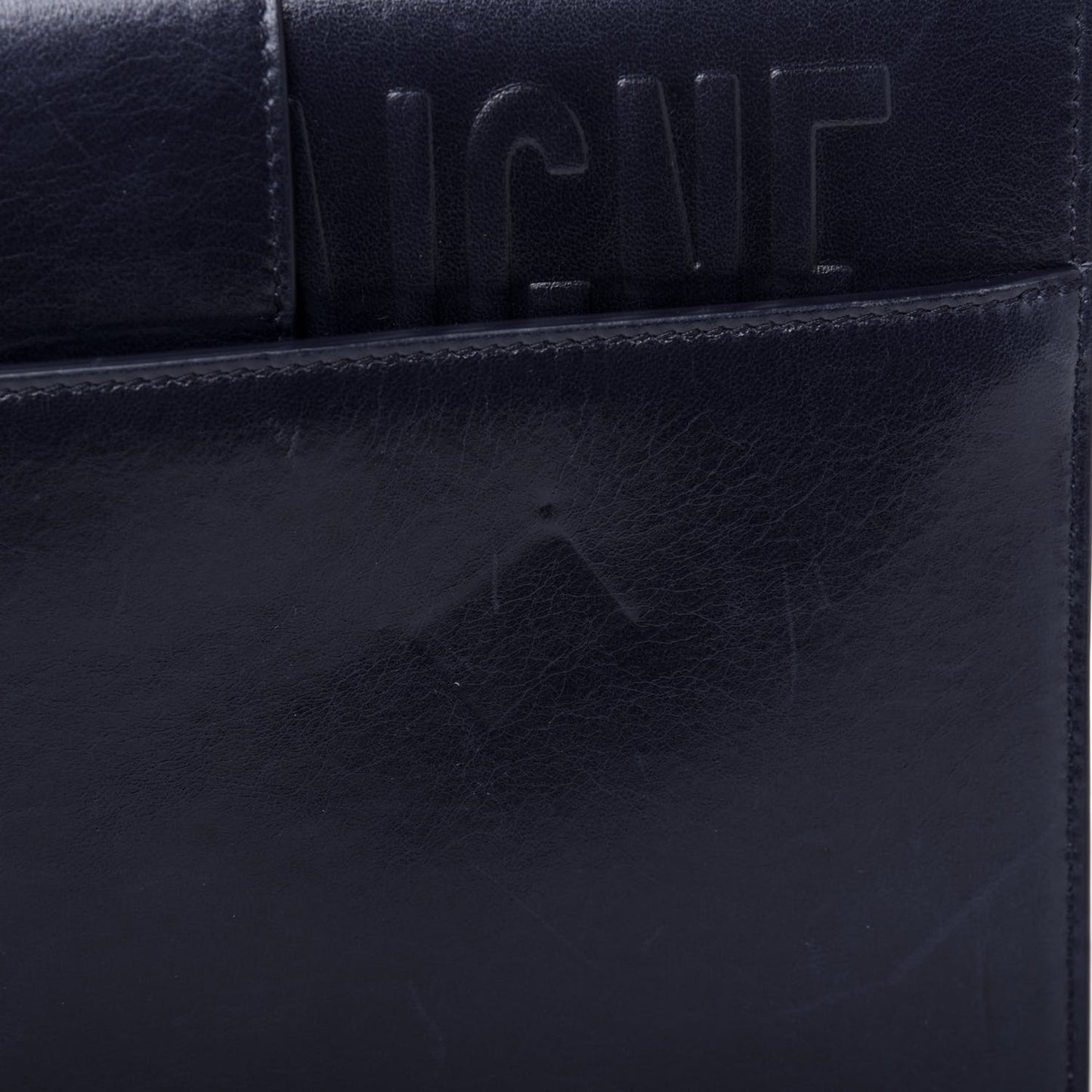Shiny Crinkled Lambskin 30 Montaigne Flap Bag Indigo