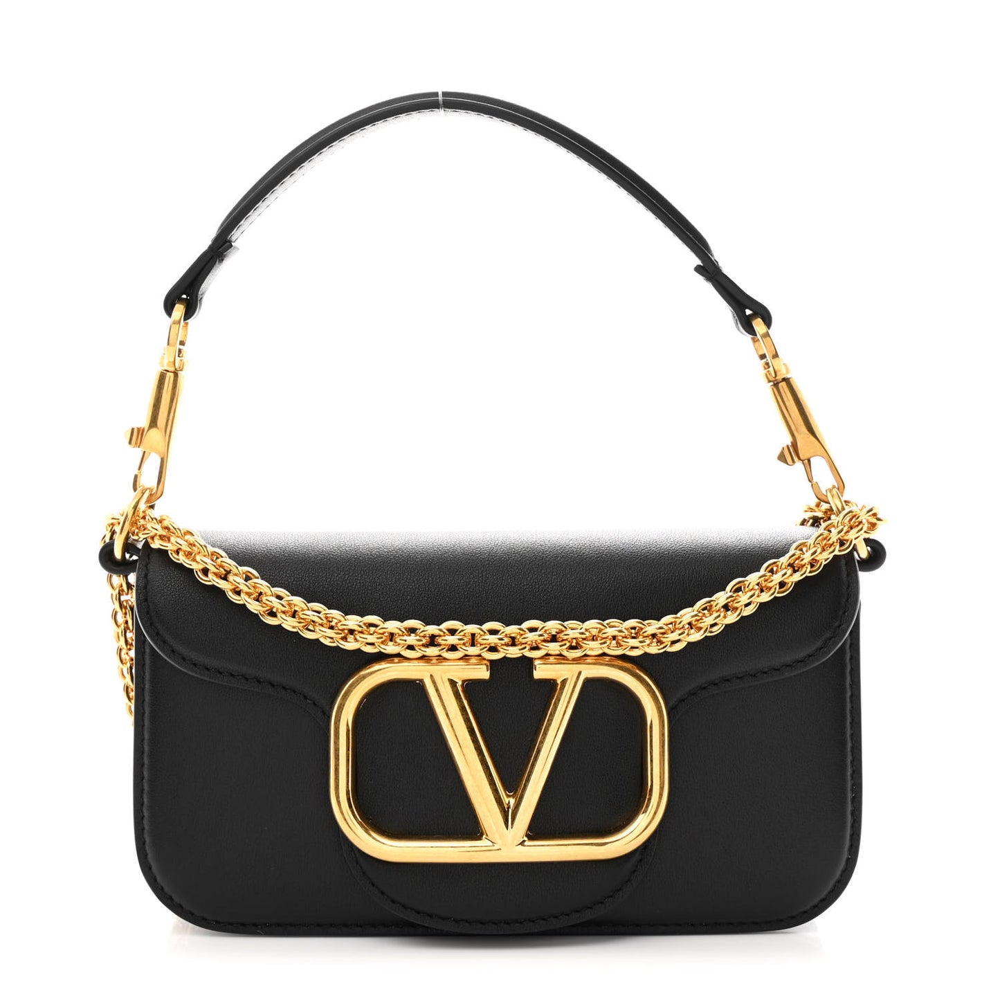 Calfskin Vlogo Small Loco Shoulder Bag Black