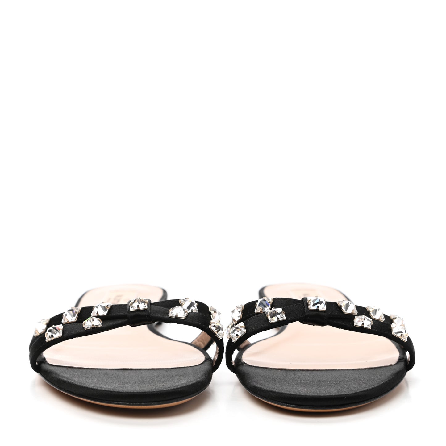 Satin Crystal Rockstud Glam Bow Sandals 37.5 Black