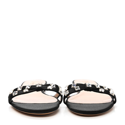 Valentino Garavani Satin Crystal Rockstud Glam Bow Sandals 37.5 Black 2 of 7