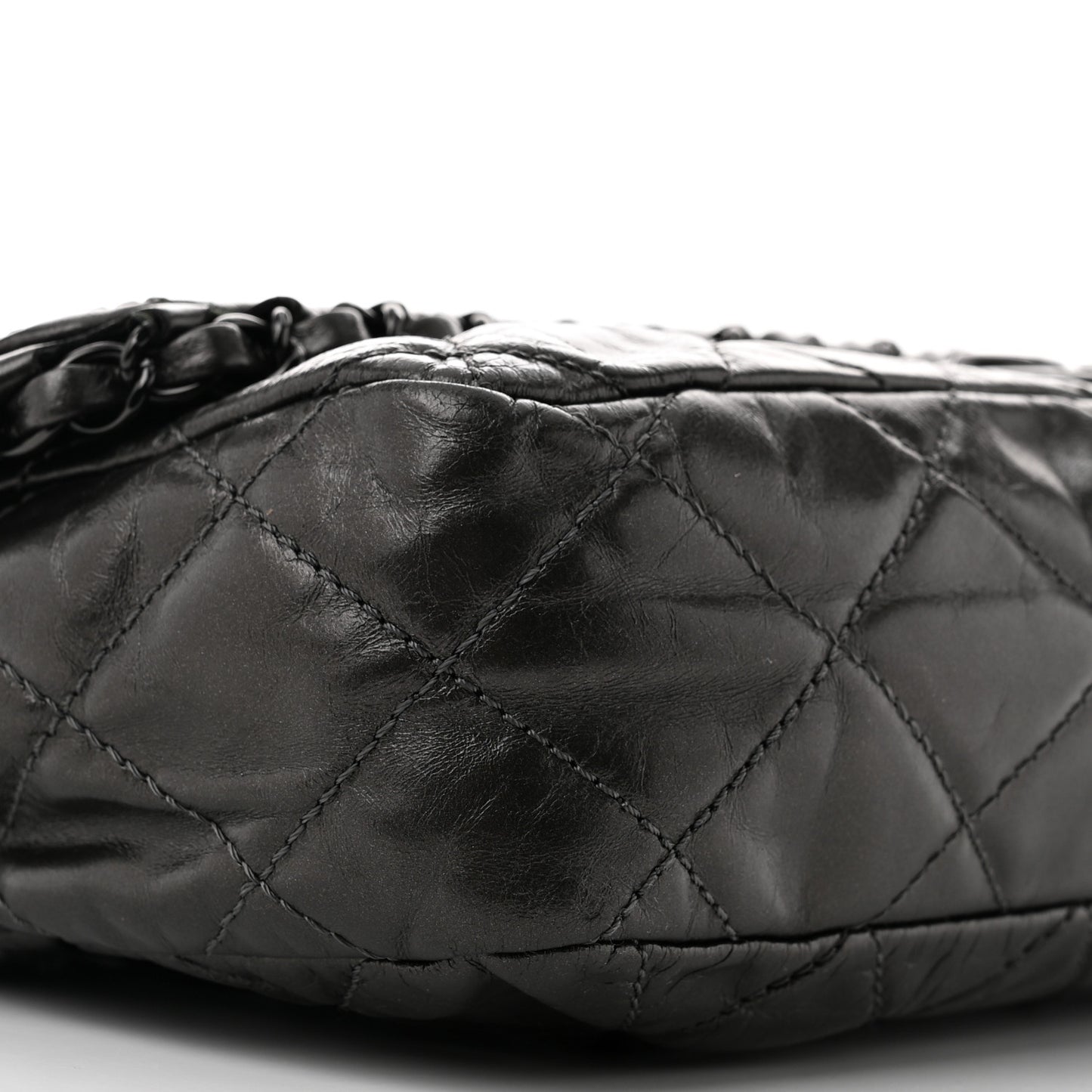 Metallic Calfskin Quilted Medium Chain Me Flap Grey