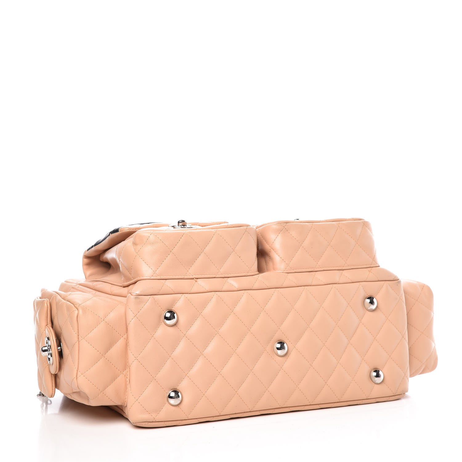 Chanel Calfskin Quilted Large Cambon Multipocket Reporter Beige Black 4 of 10