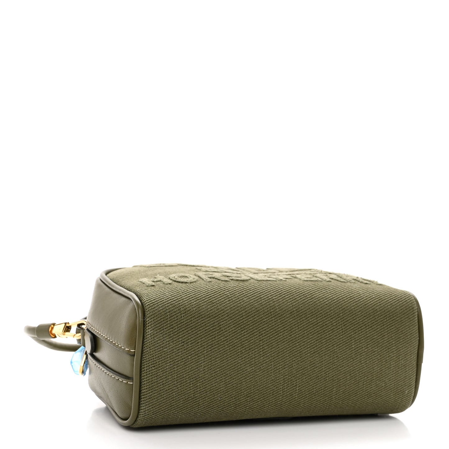Cotton Canvas Horseferry Print Small Half Cube Crossbody Bag Dark Fern Green