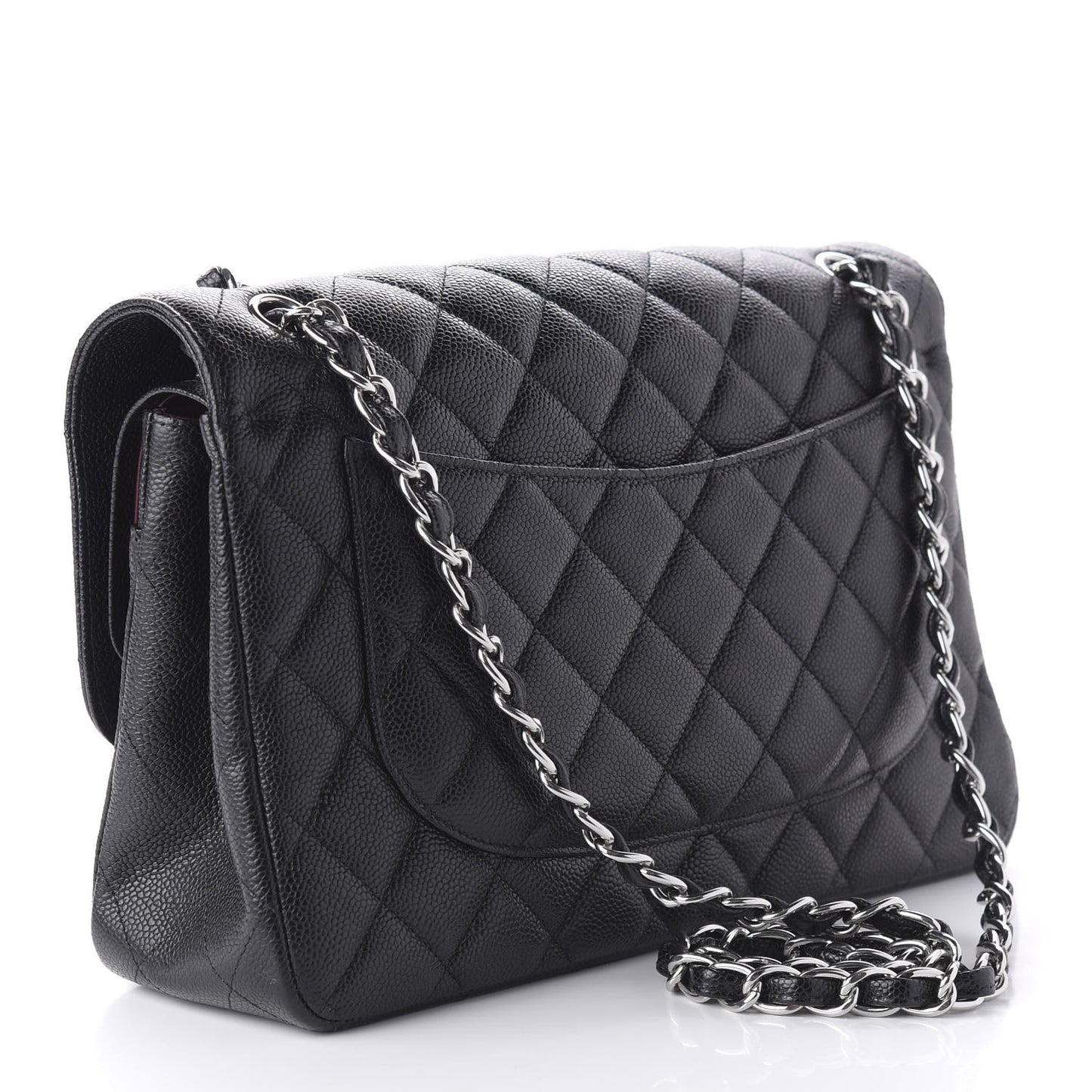 Caviar Quilted Jumbo Double Flap Black