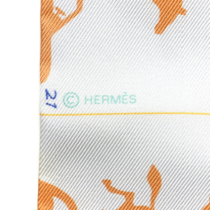 Hermes Silk Parade CG Twilly Gris Perle Vert Jaune 4 of 4