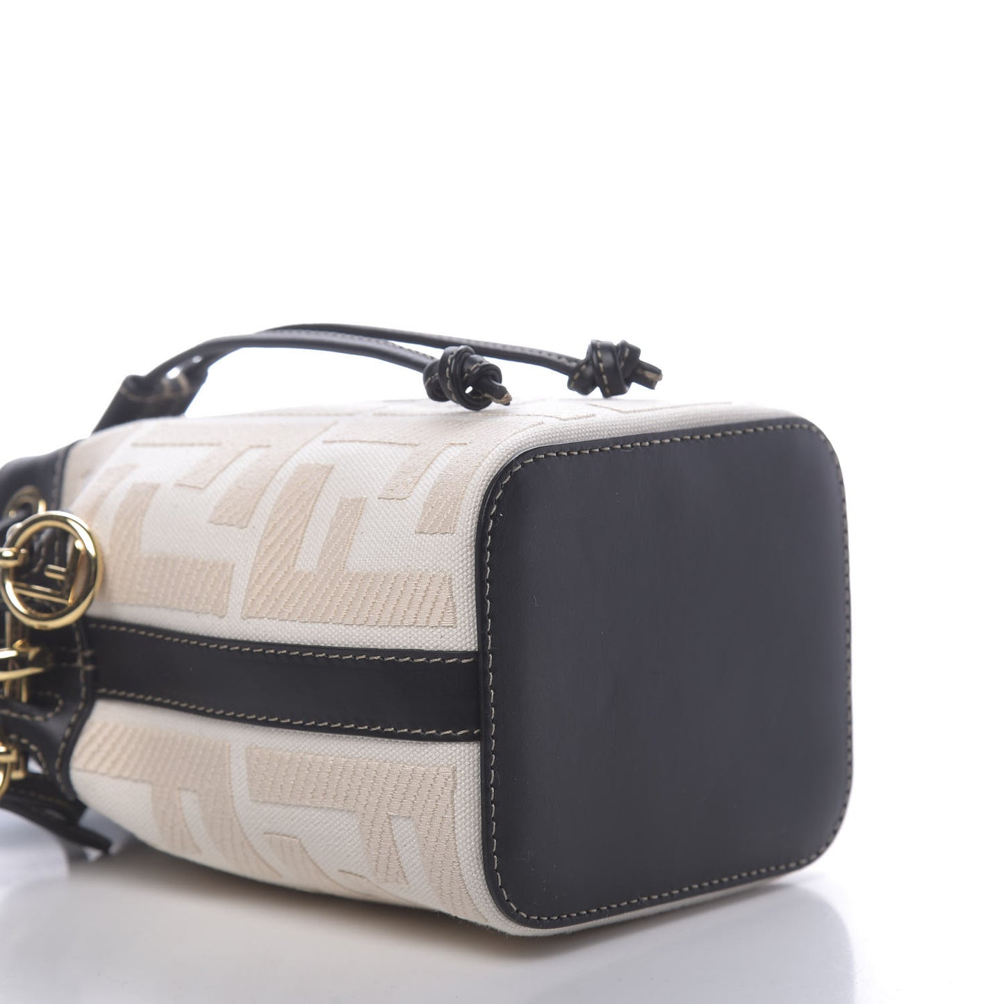 Canvas Vitello King F is Fendi FF Embroidered Mini Mon Tresor Bucket Bag Grezzo Black