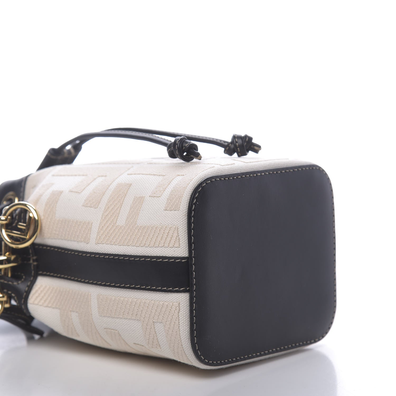 Fendi Canvas Vitello King F is Fendi FF Embroidered Mini Mon Tresor Bucket Bag Grezzo Black 10 of 11