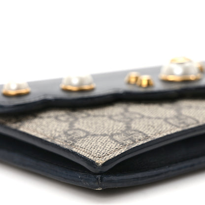 Gucci GG Supreme Monogram Mini Peony Pearly Wallet on Chain Black 8 of 13