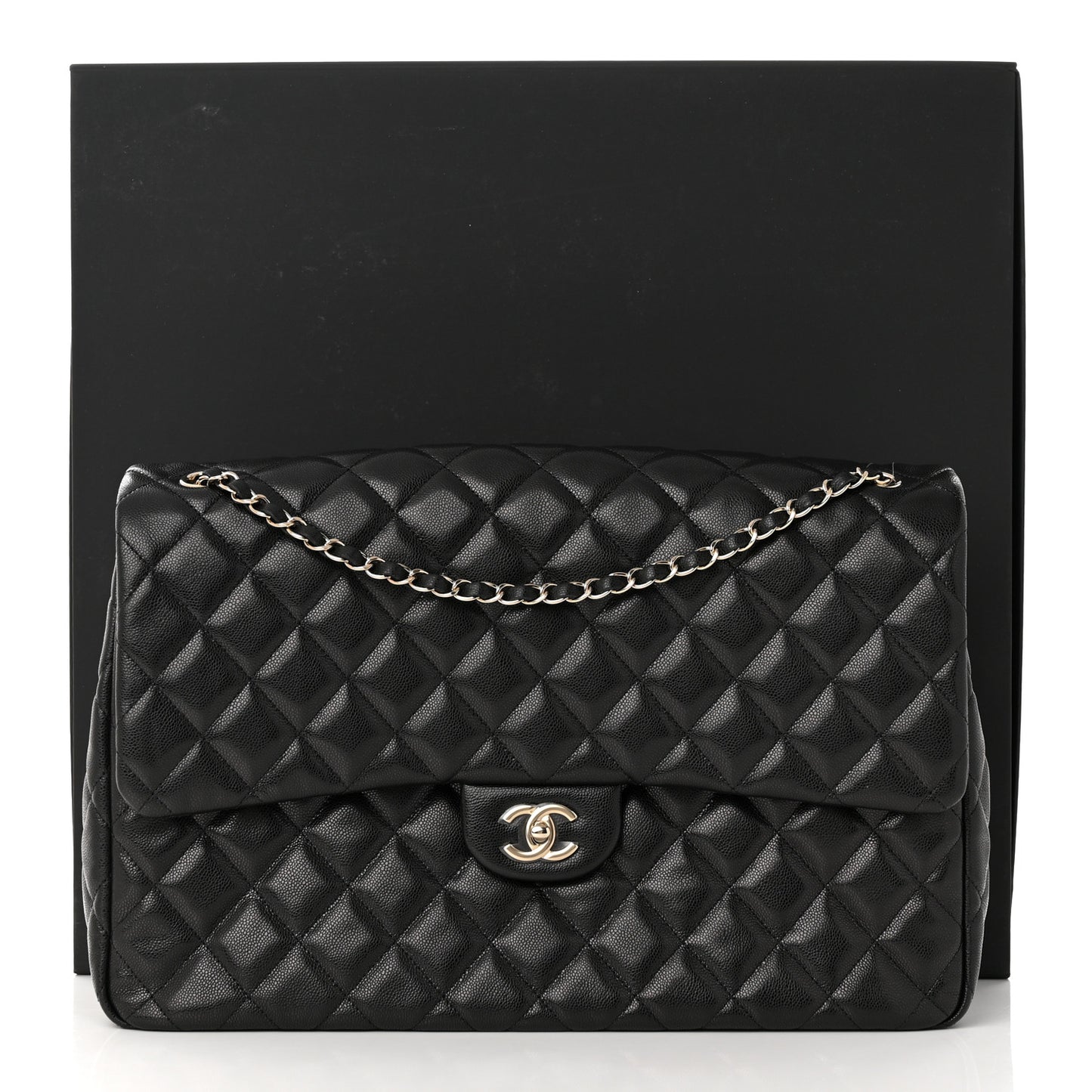 Caviar Quilted Small XXL Travel Flap Bag Black
