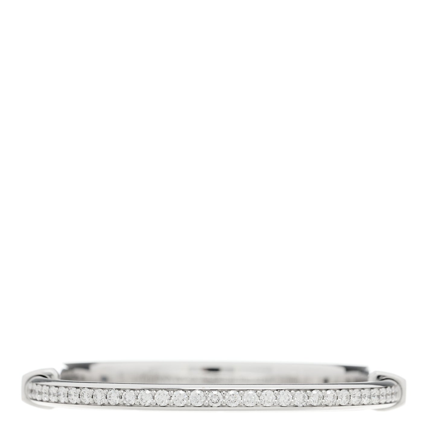 18K White Gold Diamond Tiffany Lock Half Pave Bangle Bracelet