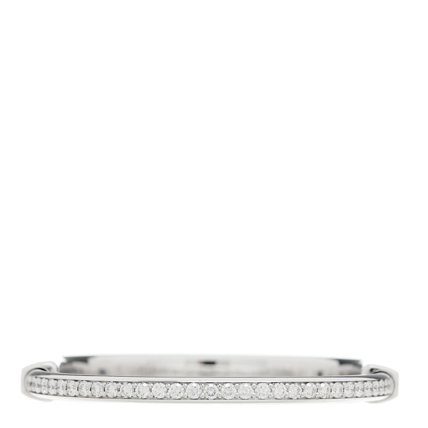 Tiffany 18K White Gold Diamond Tiffany Lock Half Pave Bangle Bracelet 3 of 7
