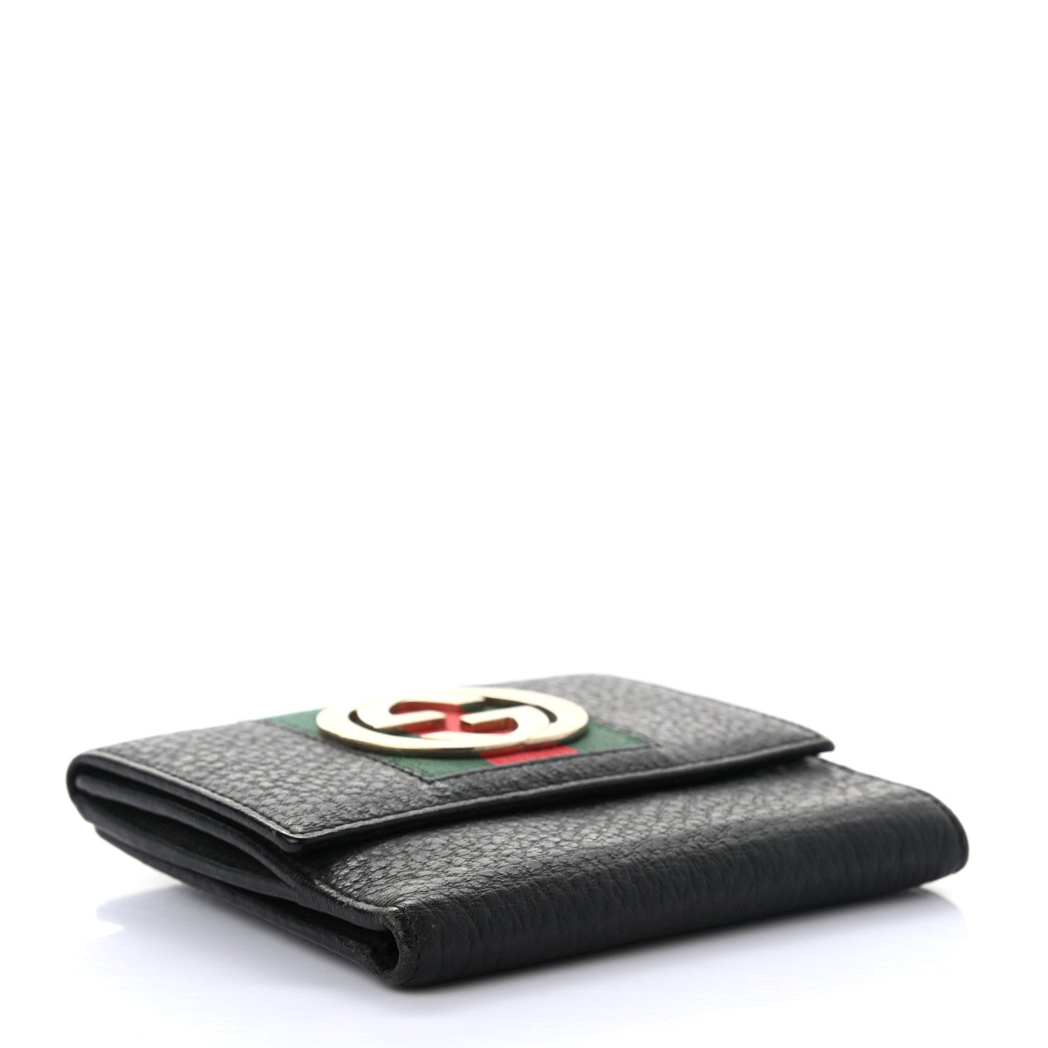 Gucci Pebbled Calfskin Web French Flap Wallet Black 4 of 7