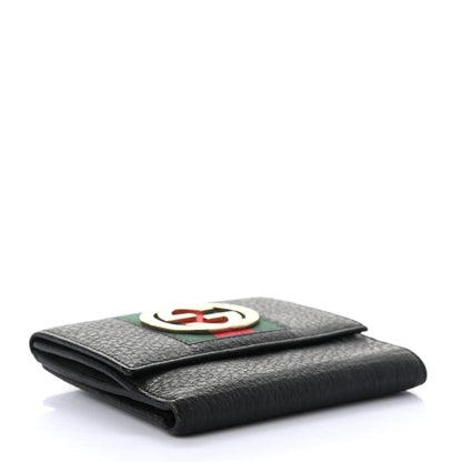 Gucci Pebbled Calfskin Web French Flap Wallet Black 4 of 7