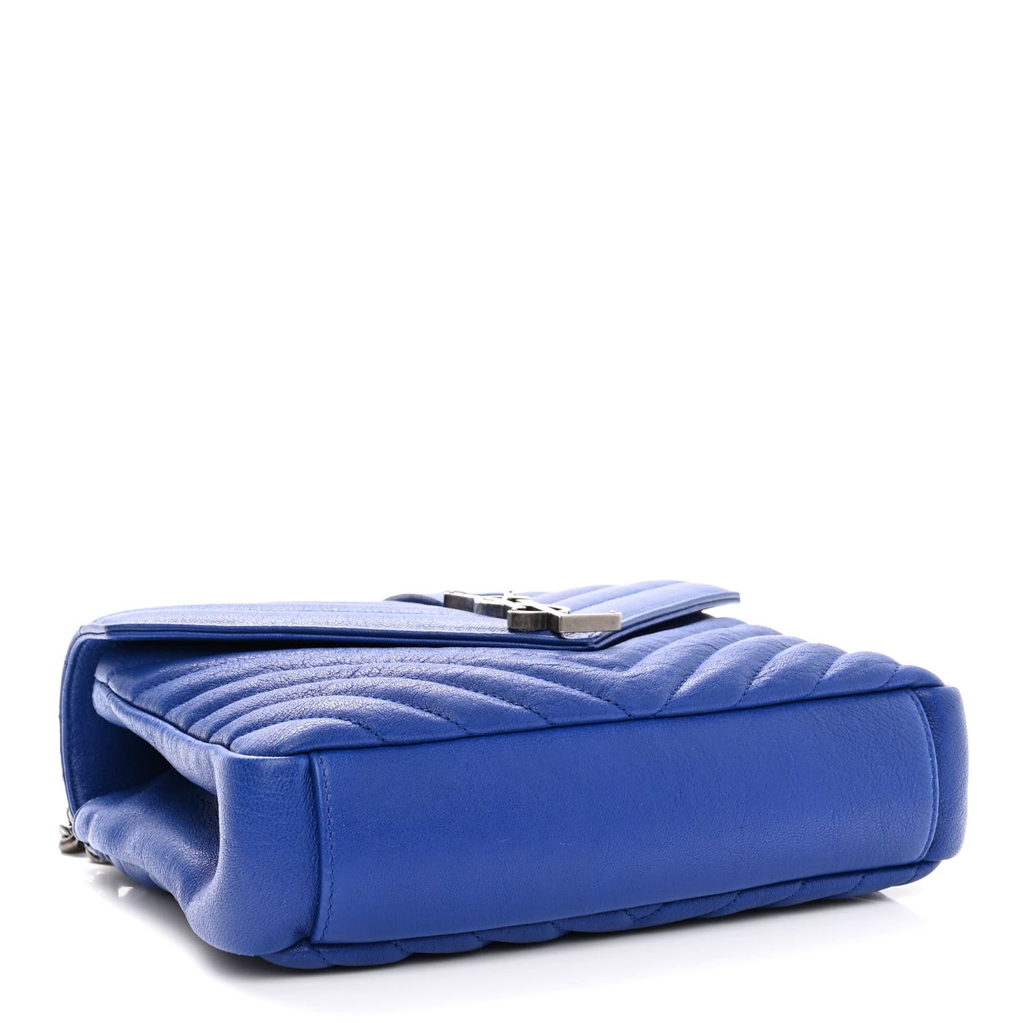 Sheepskin Matelasse Chevron Monogram Medium College Bag Royal Blue