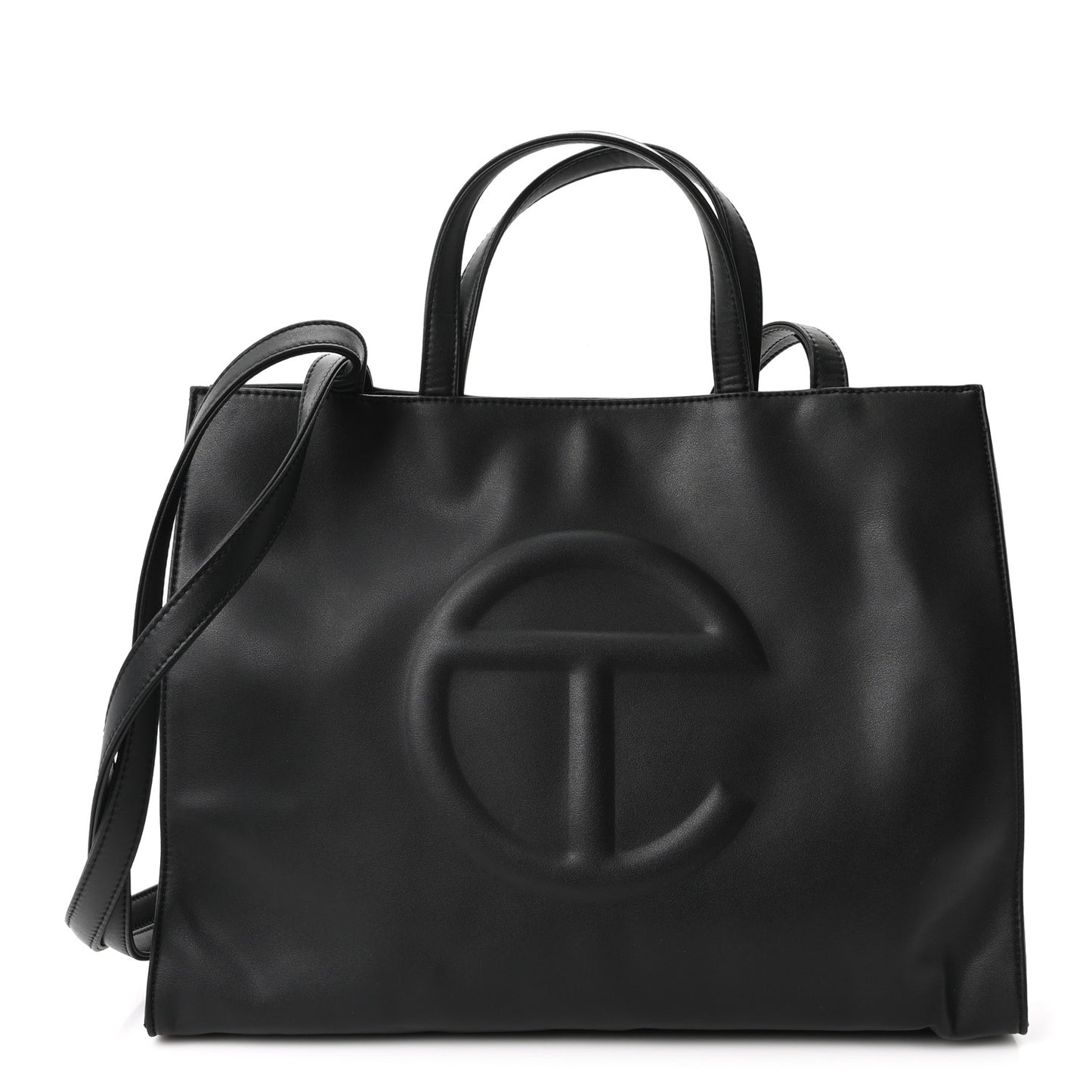 Vegan Leather Medium Shopping Bag Black