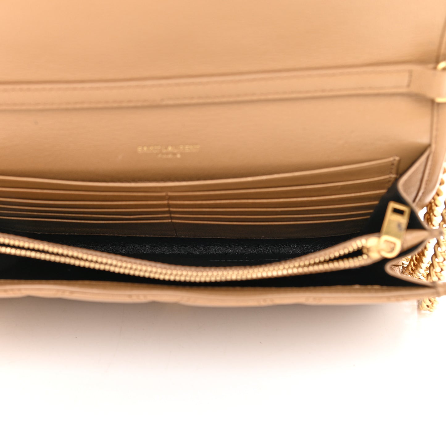 Lambskin Diamond Quilted Becky Chain Wallet Gold Sand
