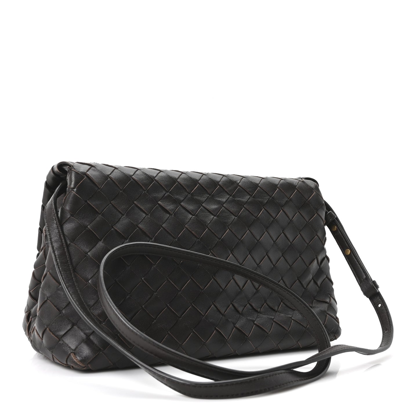 Nappa Intrecciato Crossbody Messenger Flap Ebano