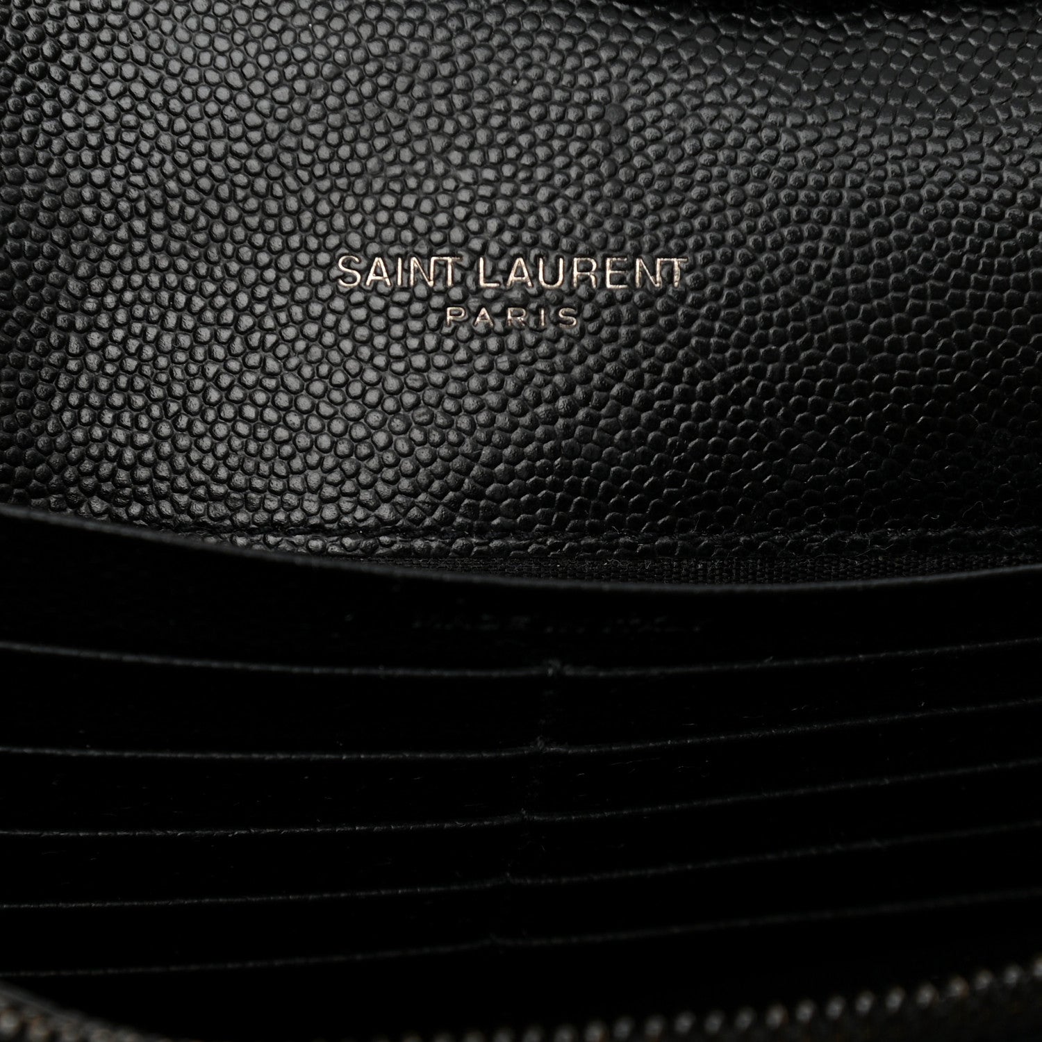Saint Laurent Grain De Poudre Matelasse Chevron Monogram Chain Wallet Black 6 of 12