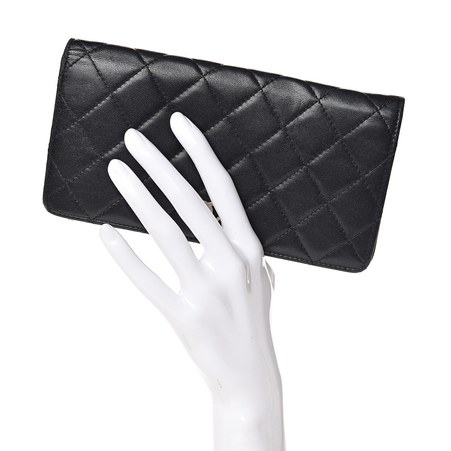 Lambskin Quilted Yen Wallet Black
