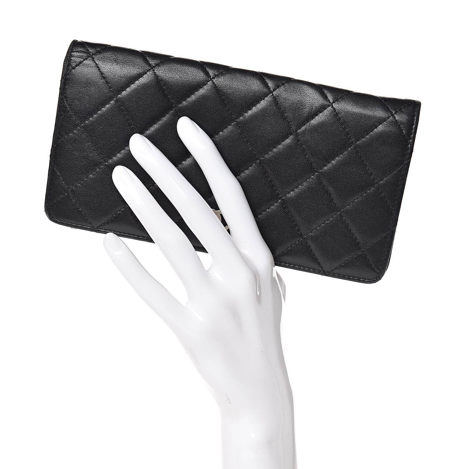 Chanel Lambskin Quilted Yen Wallet Black 2 of 13