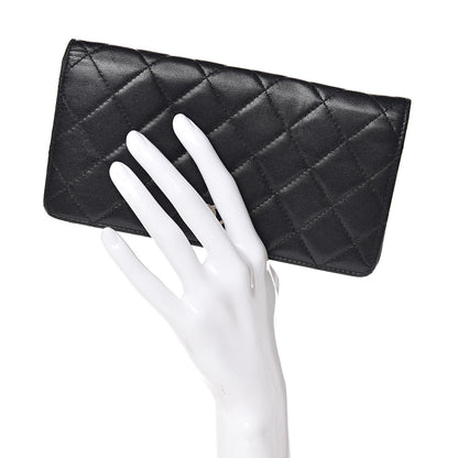 Chanel Lambskin Quilted Yen Wallet Black 2 of 13
