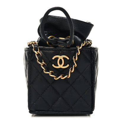 Chanel Calfskin Quilted Mini Drawstring Bucket Bag Black 1 of 10